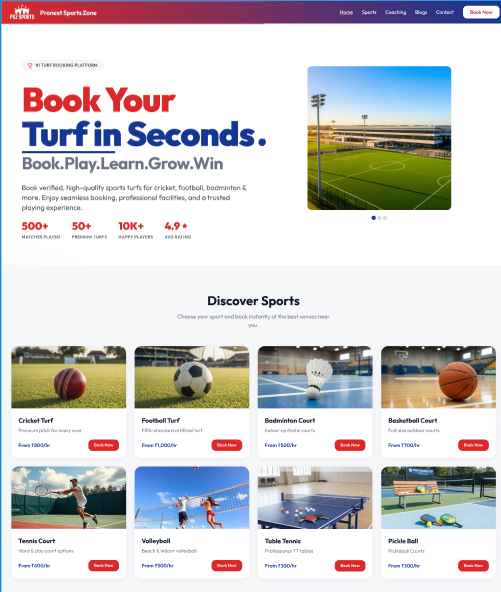 PSZ turf booking website